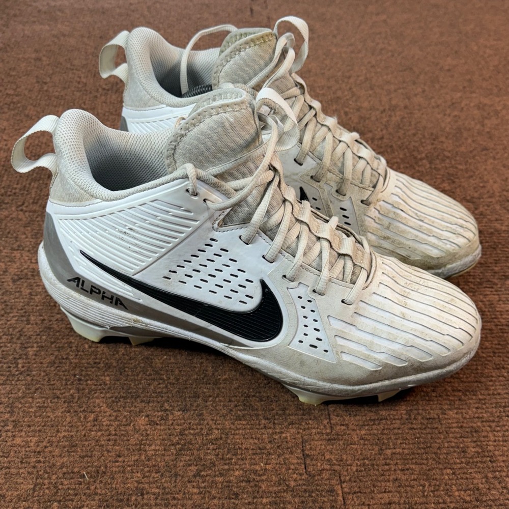 Nike Alpha Huarache Elite 3 Mid Baseball Cleats Mens White Silver 11 II5139-100